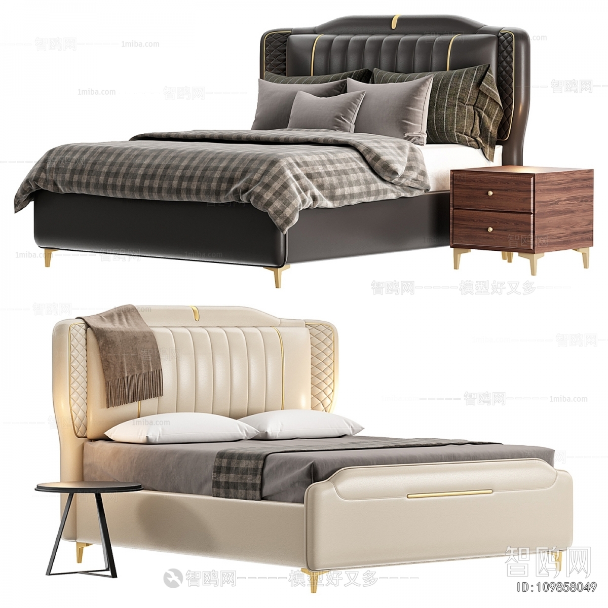 Simple European Style Double Bed