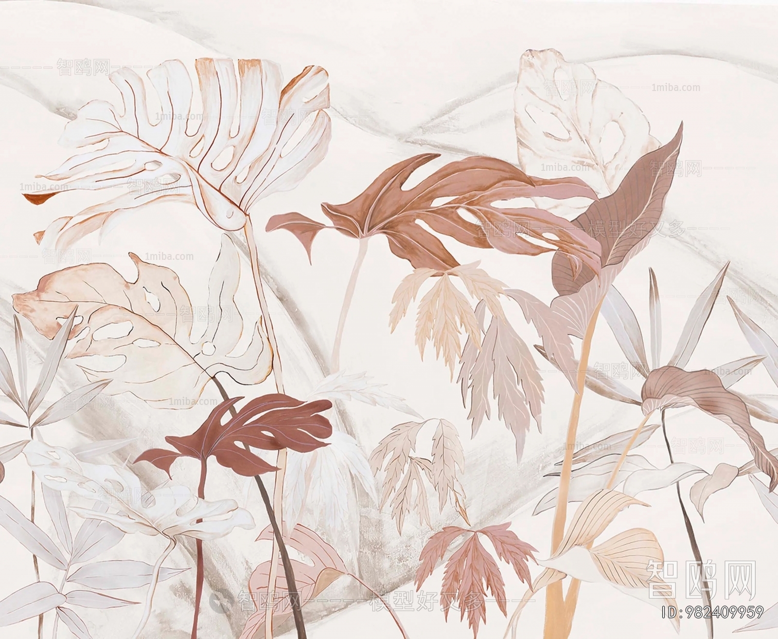 Animal And Plant Pattern Wallpaper