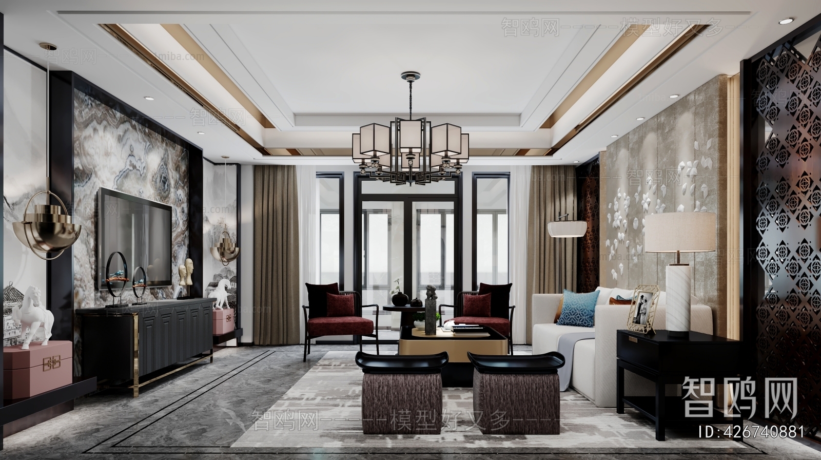 New Chinese Style A Living Room