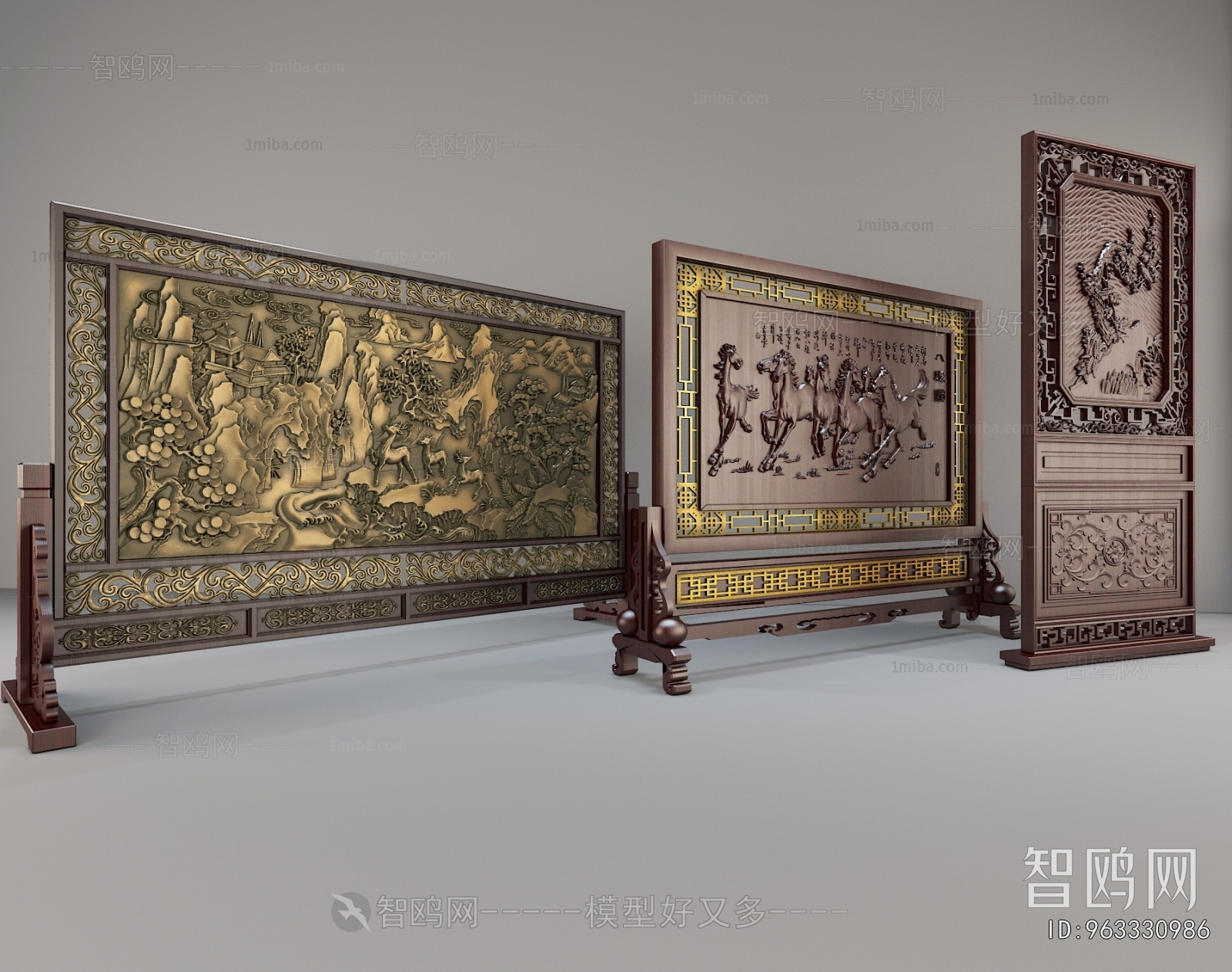 Chinese Style Wooden Screen Partition