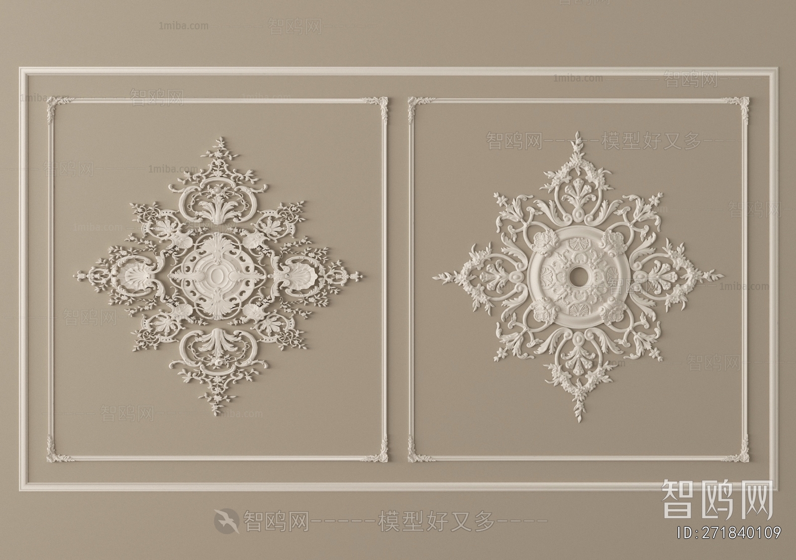 French Style Plaster Carved Top Plate