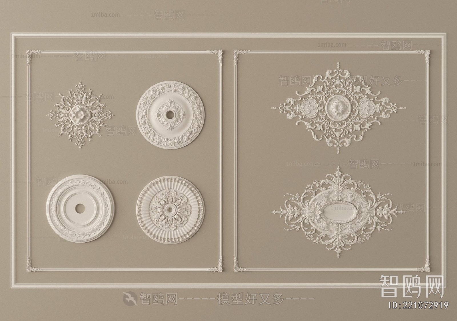 French Style Plaster Carved Top Plate