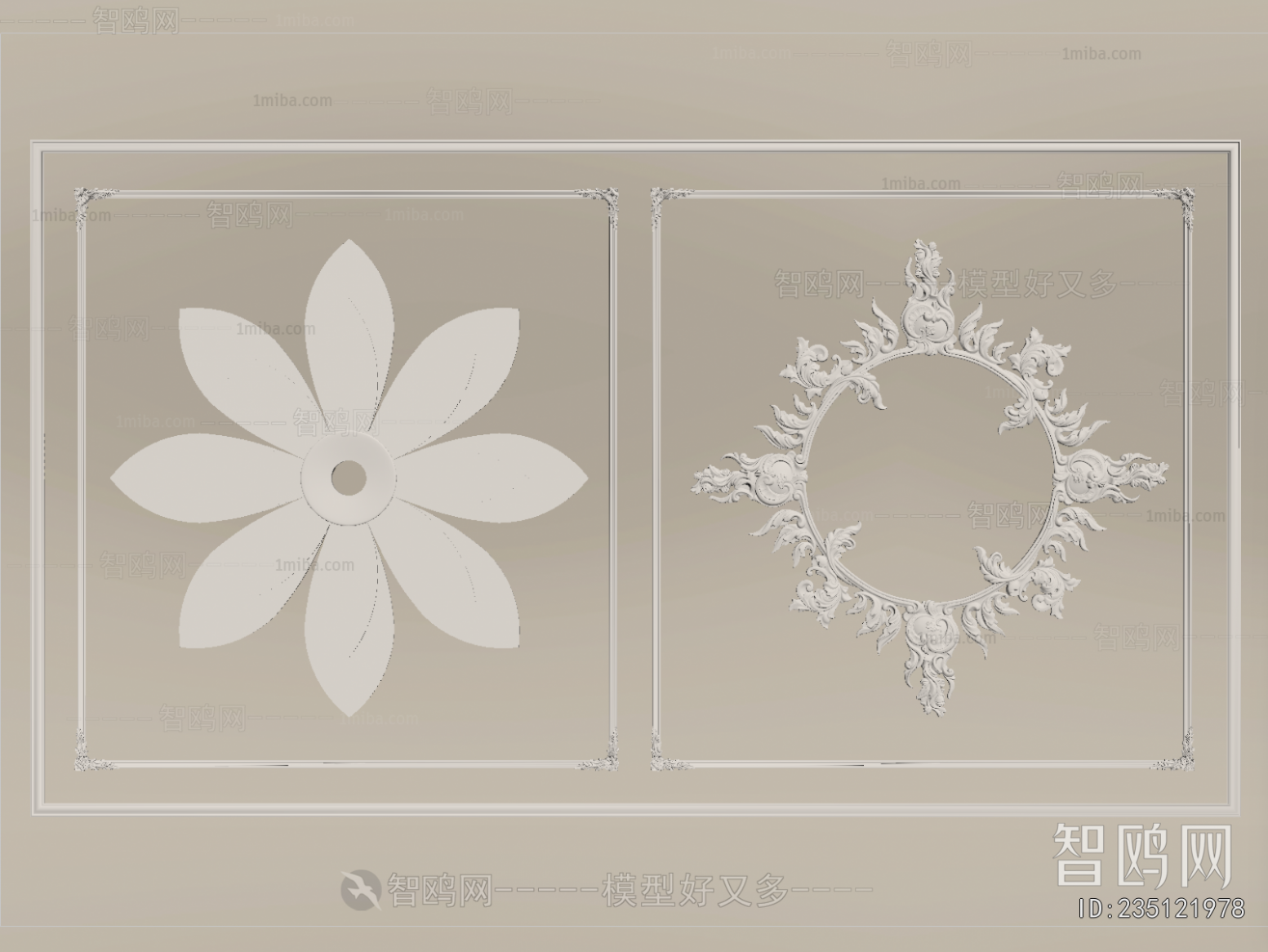 French Style Plaster Carved Top Plate