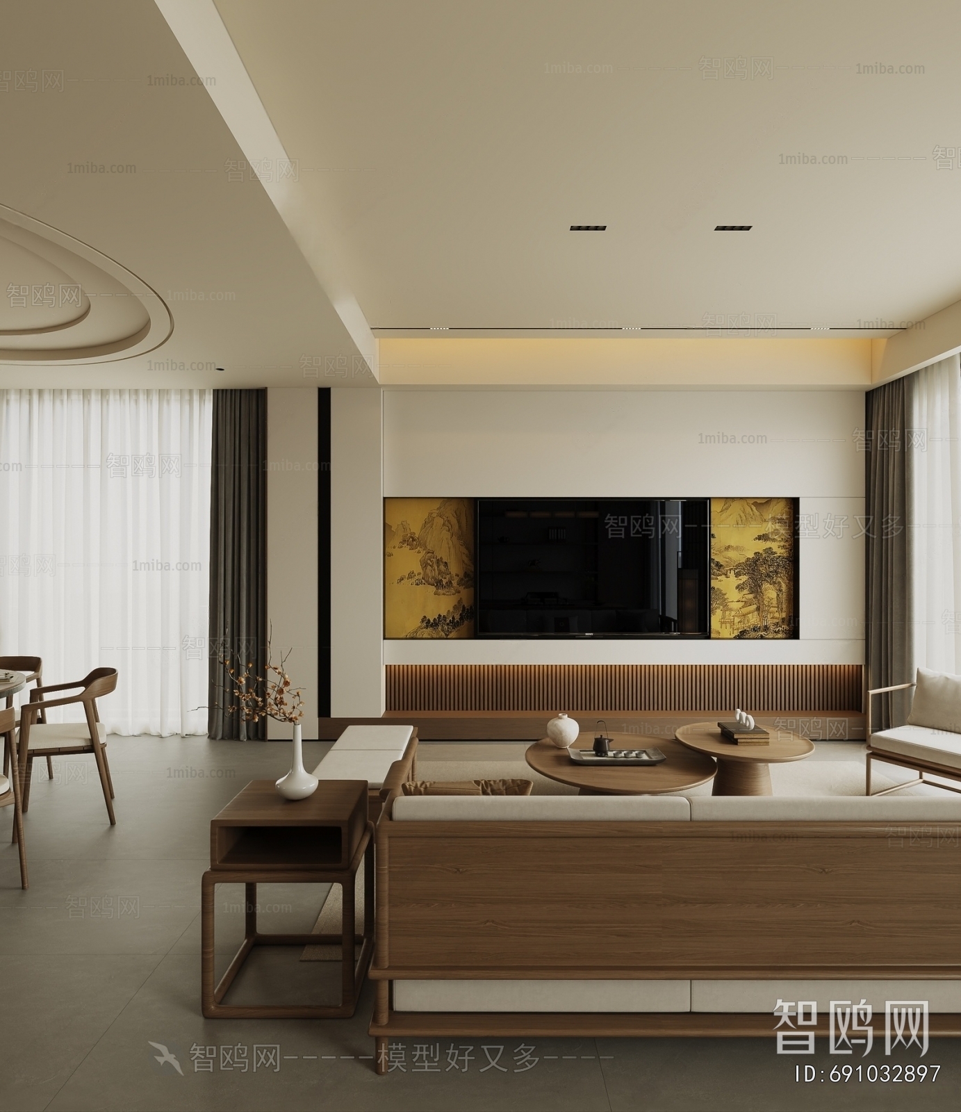 New Chinese Style A Living Room