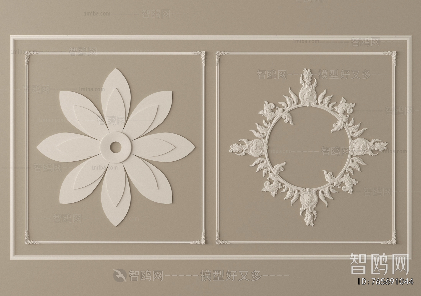 French Style Plaster Carved Top Plate