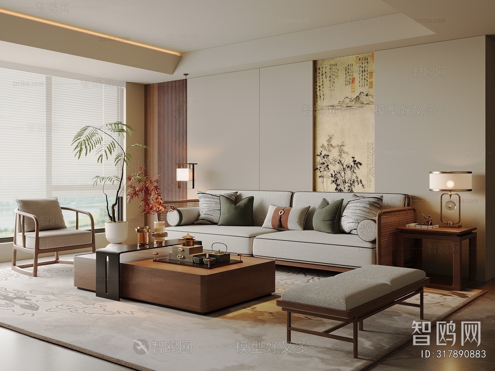 New Chinese Style A Living Room