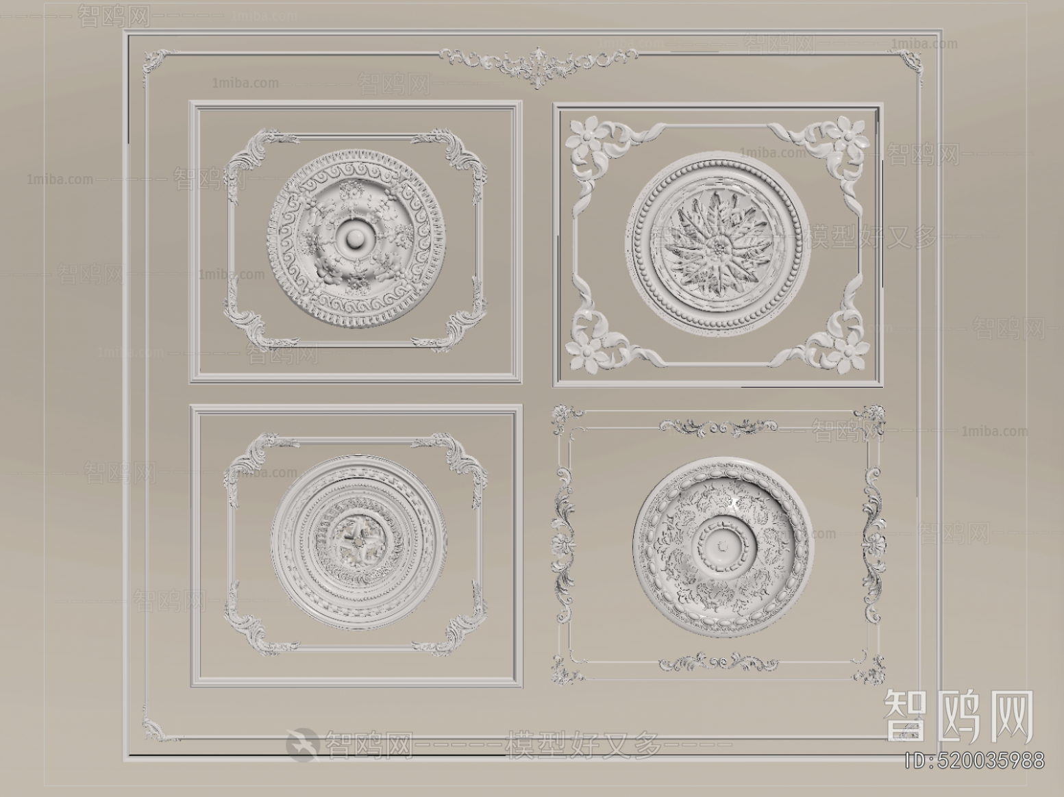 French Style Plaster Carved Top Plate