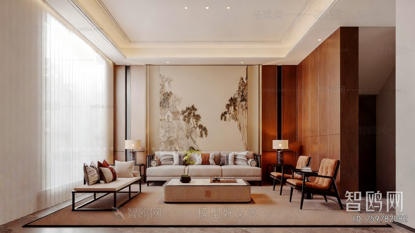 New Chinese Style A Living Room