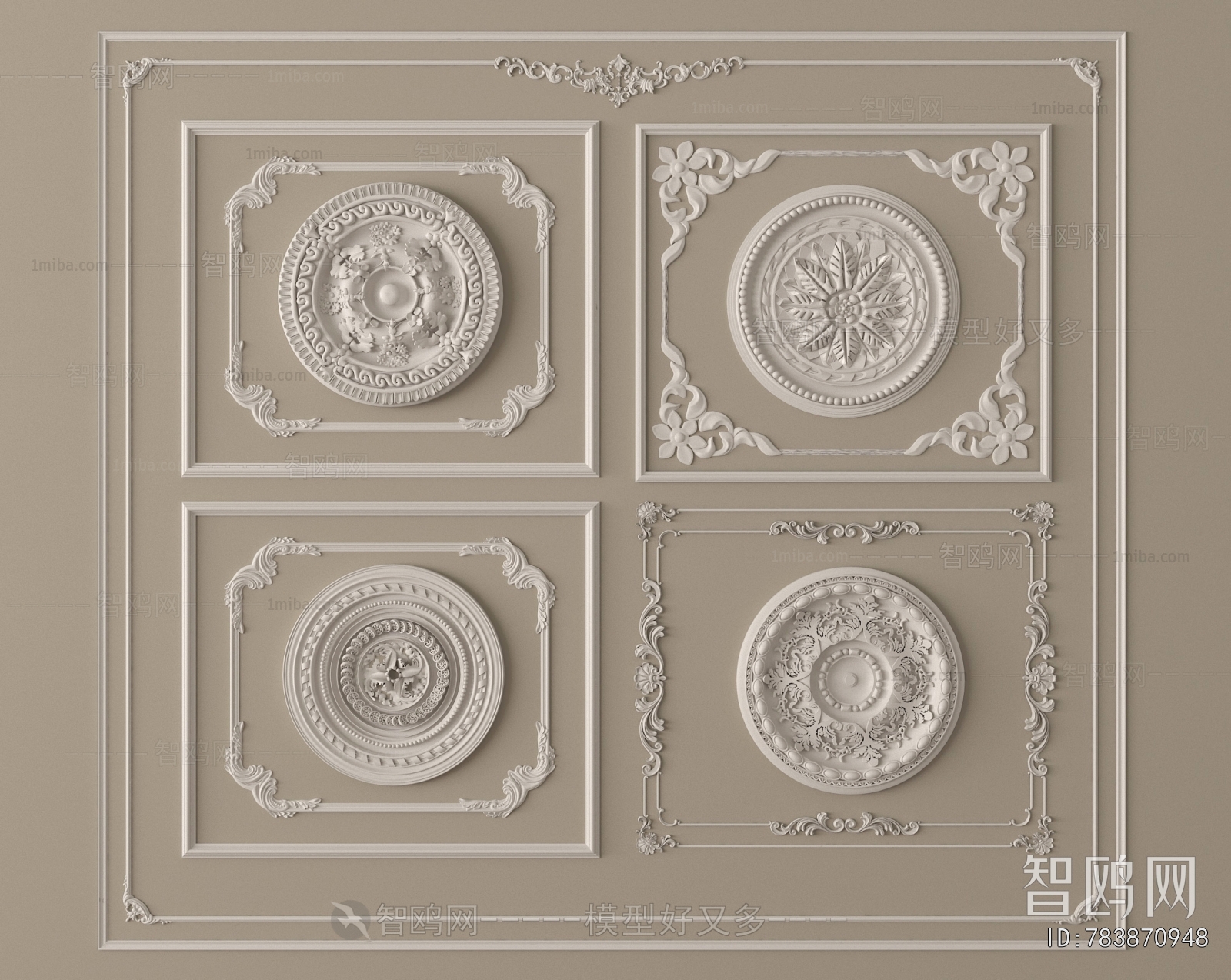 French Style Plaster Carved Top Plate