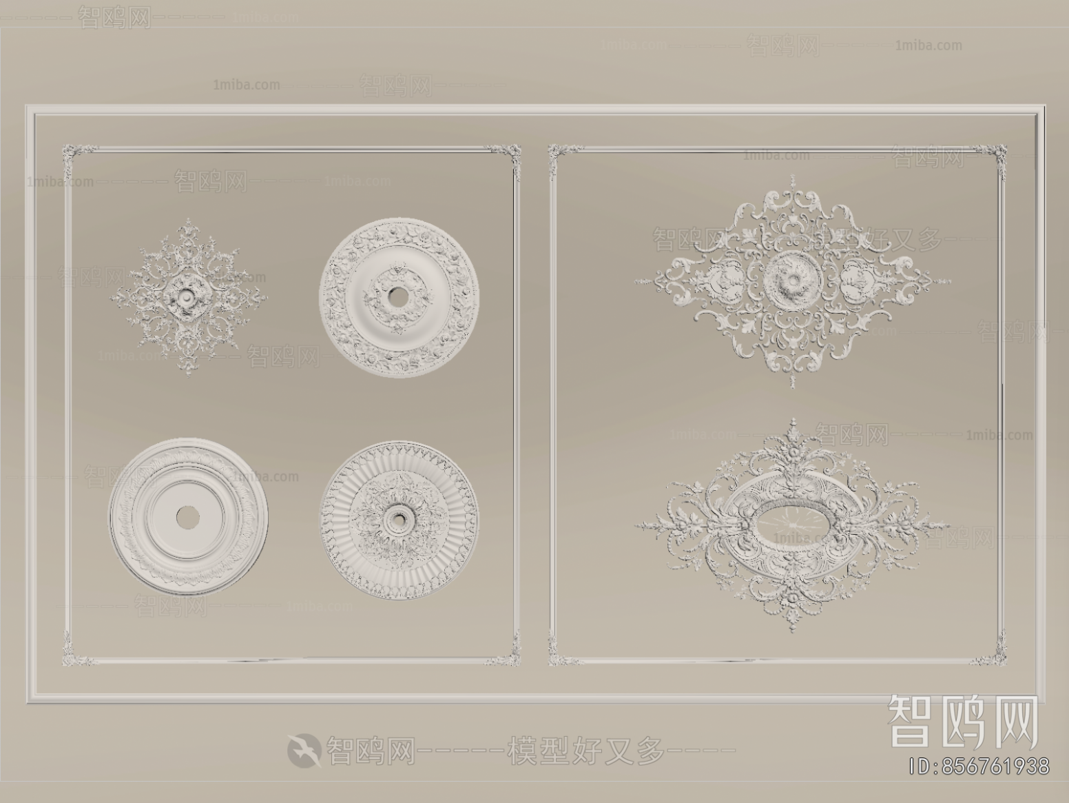 French Style Plaster Carved Top Plate