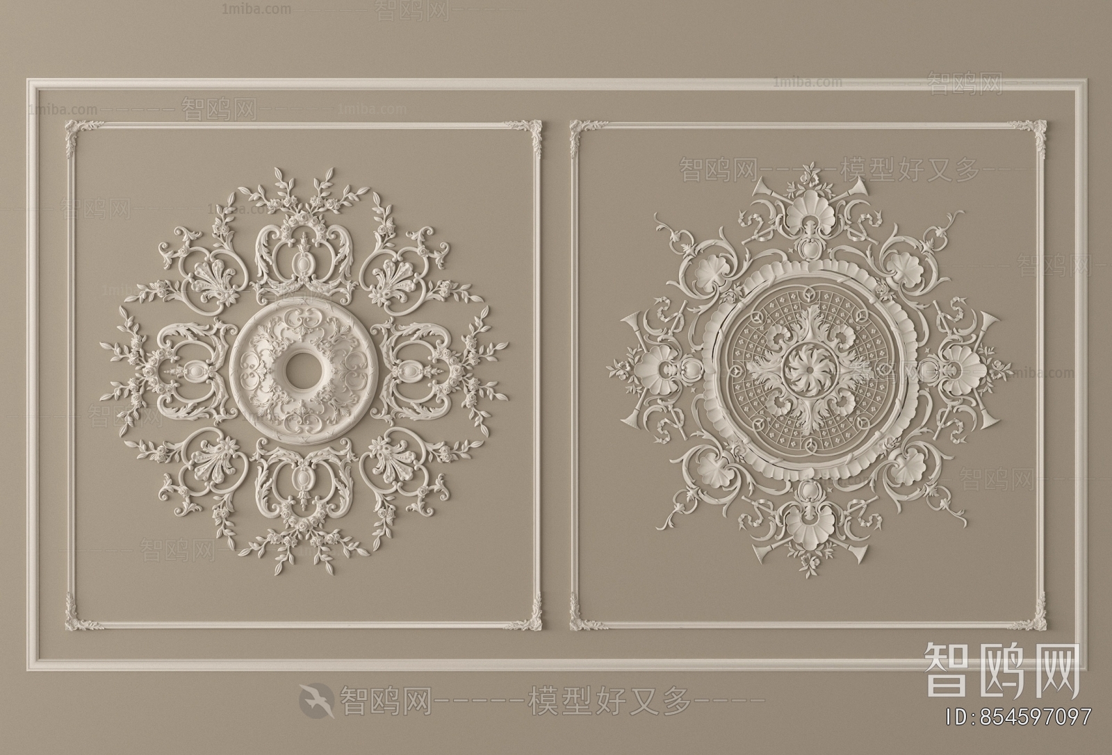 French Style Plaster Carved Top Plate