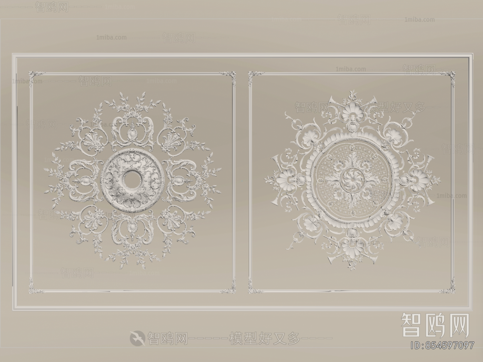 French Style Plaster Carved Top Plate