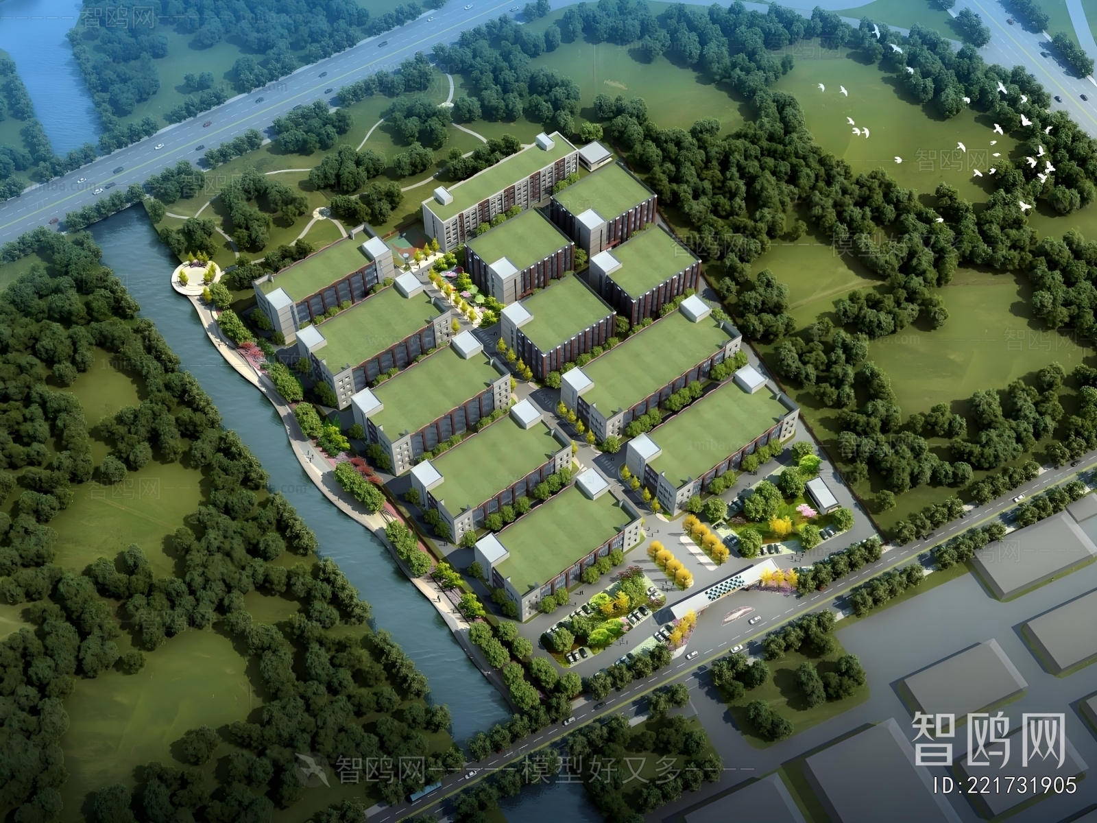 Modern Architectural Bird's-eye View Planning