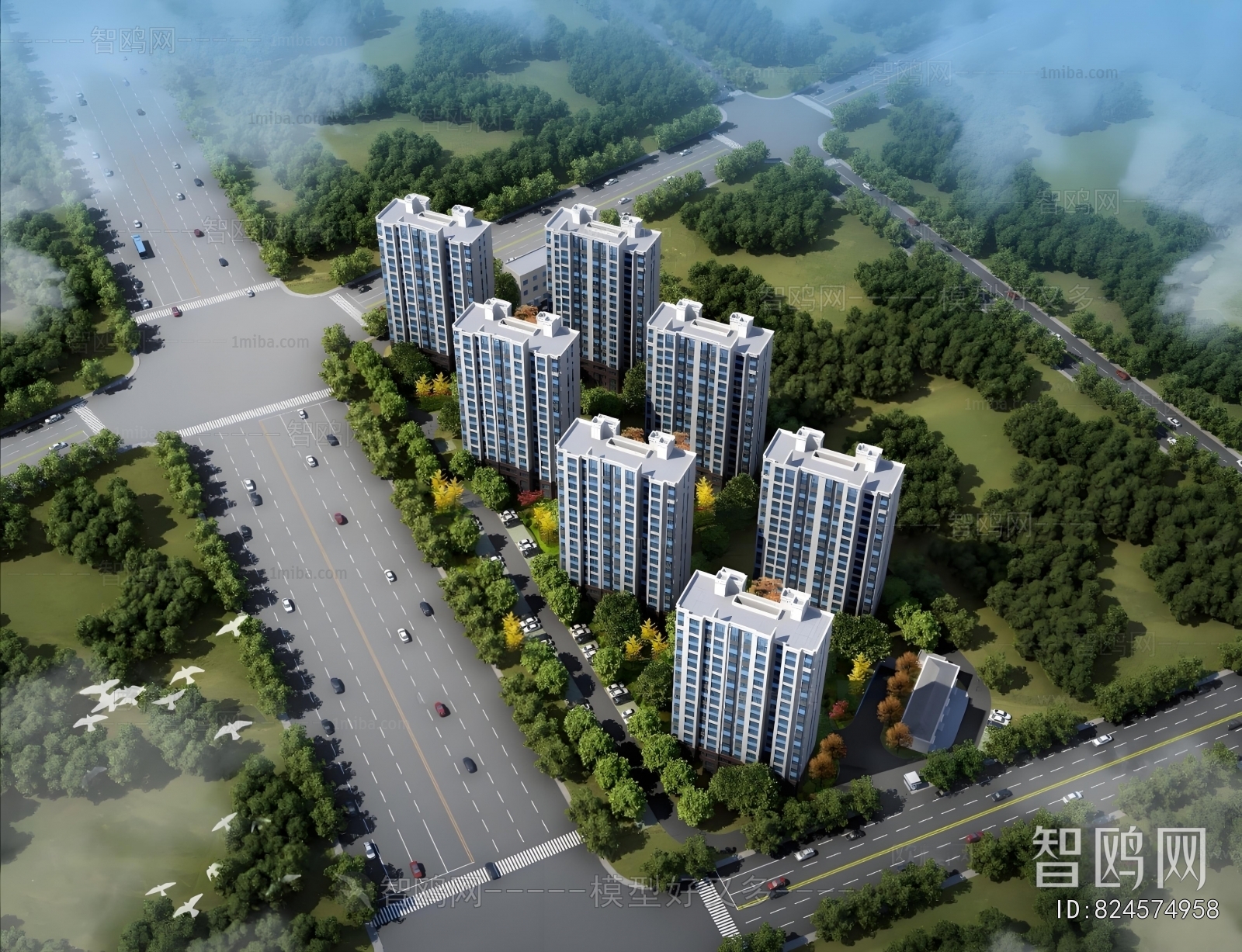 Modern Architectural Bird's-eye View Planning