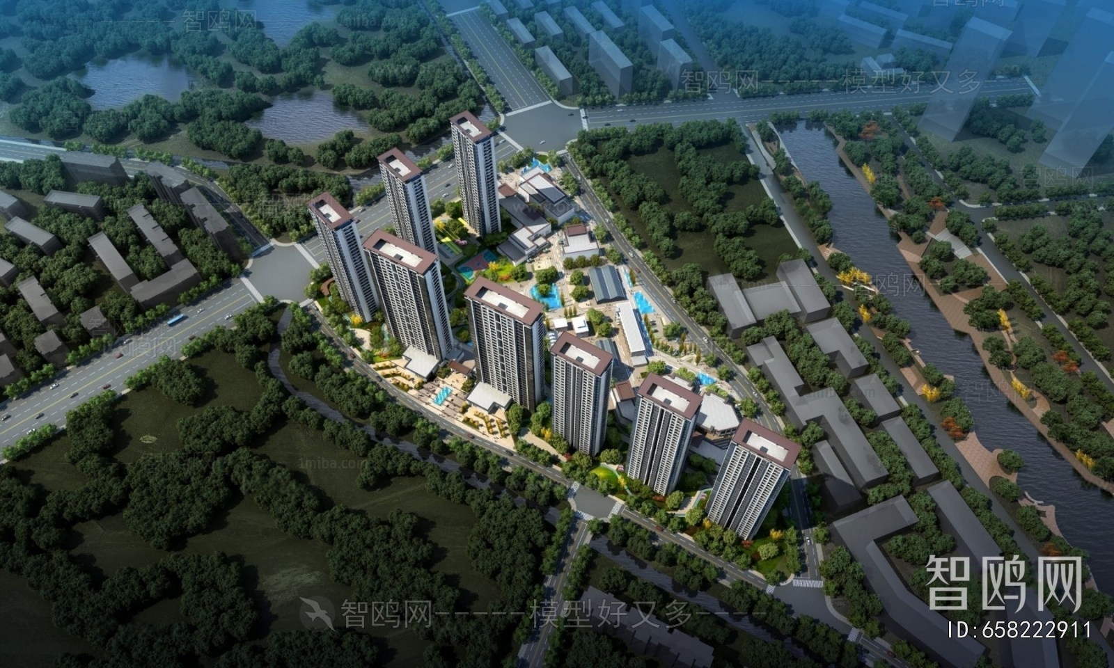 Modern Architectural Bird's-eye View Planning