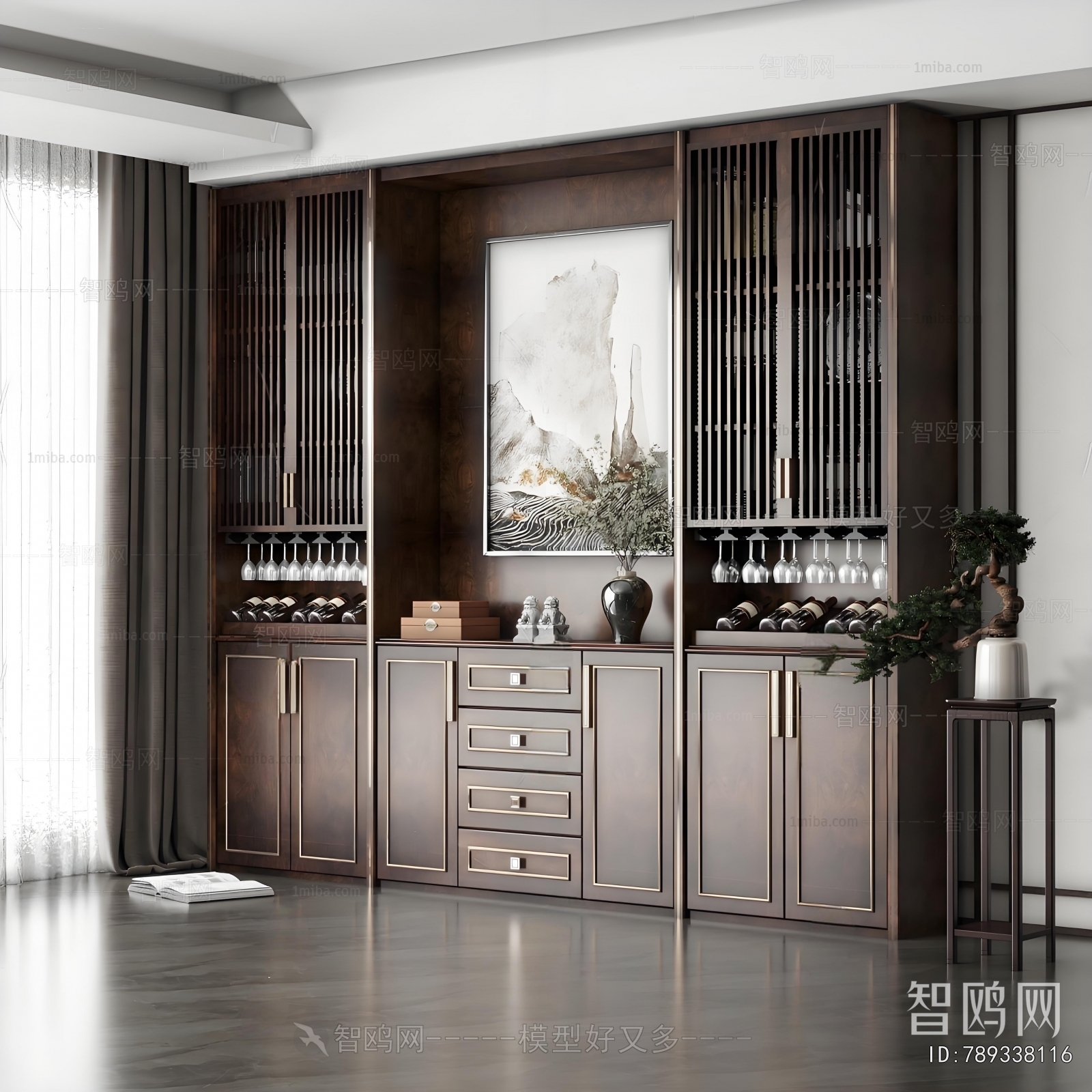 New Chinese Style Wine Cabinet