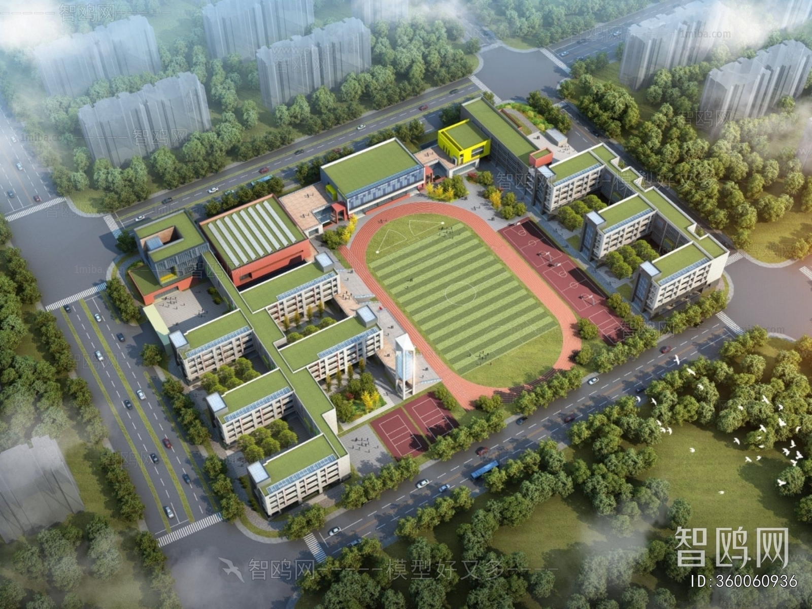 Modern Architectural Bird's-eye View Planning