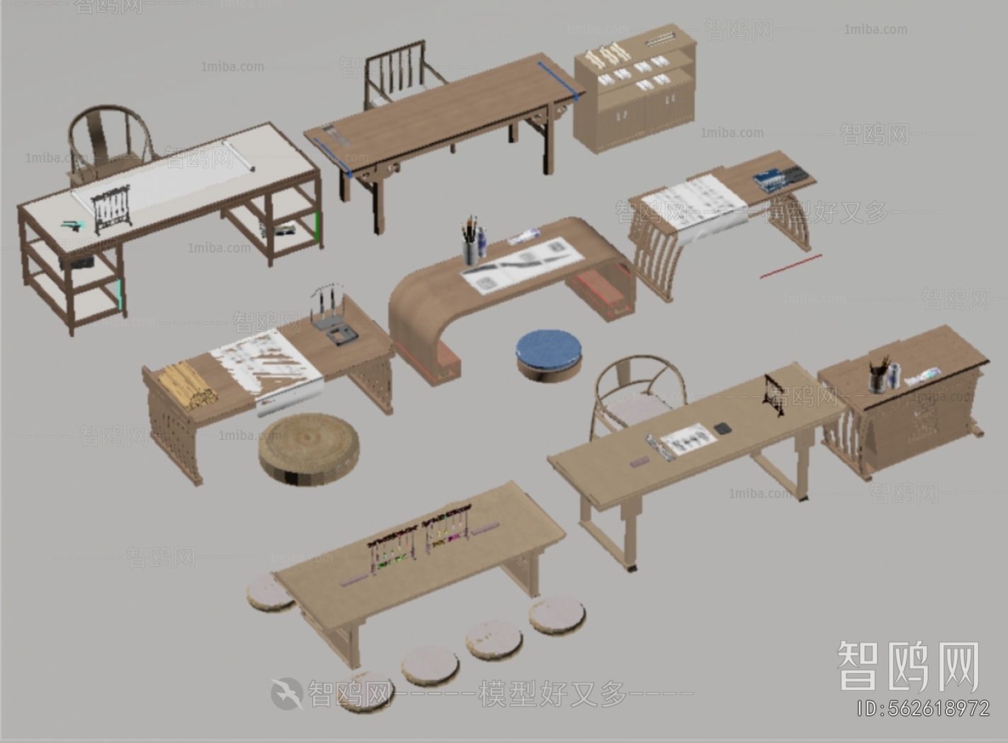 New Chinese Style Computer Desk And Chair