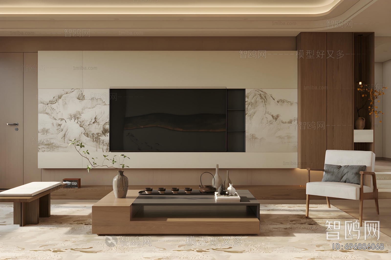 New Chinese Style A Living Room