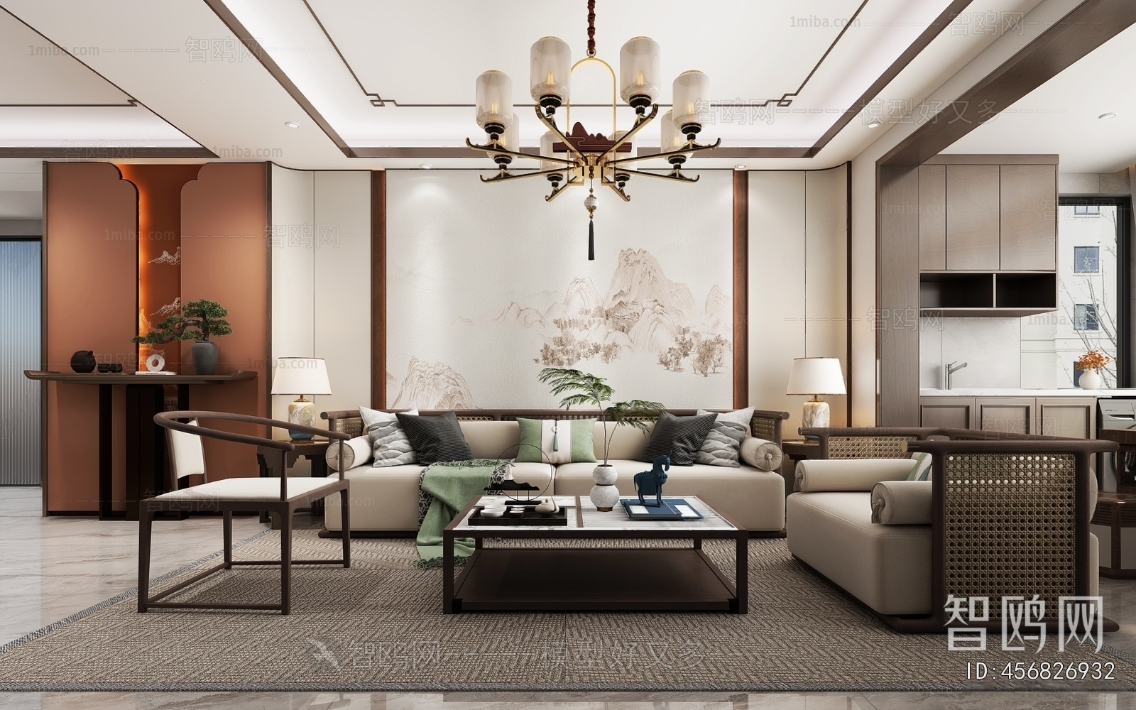 New Chinese Style A Living Room