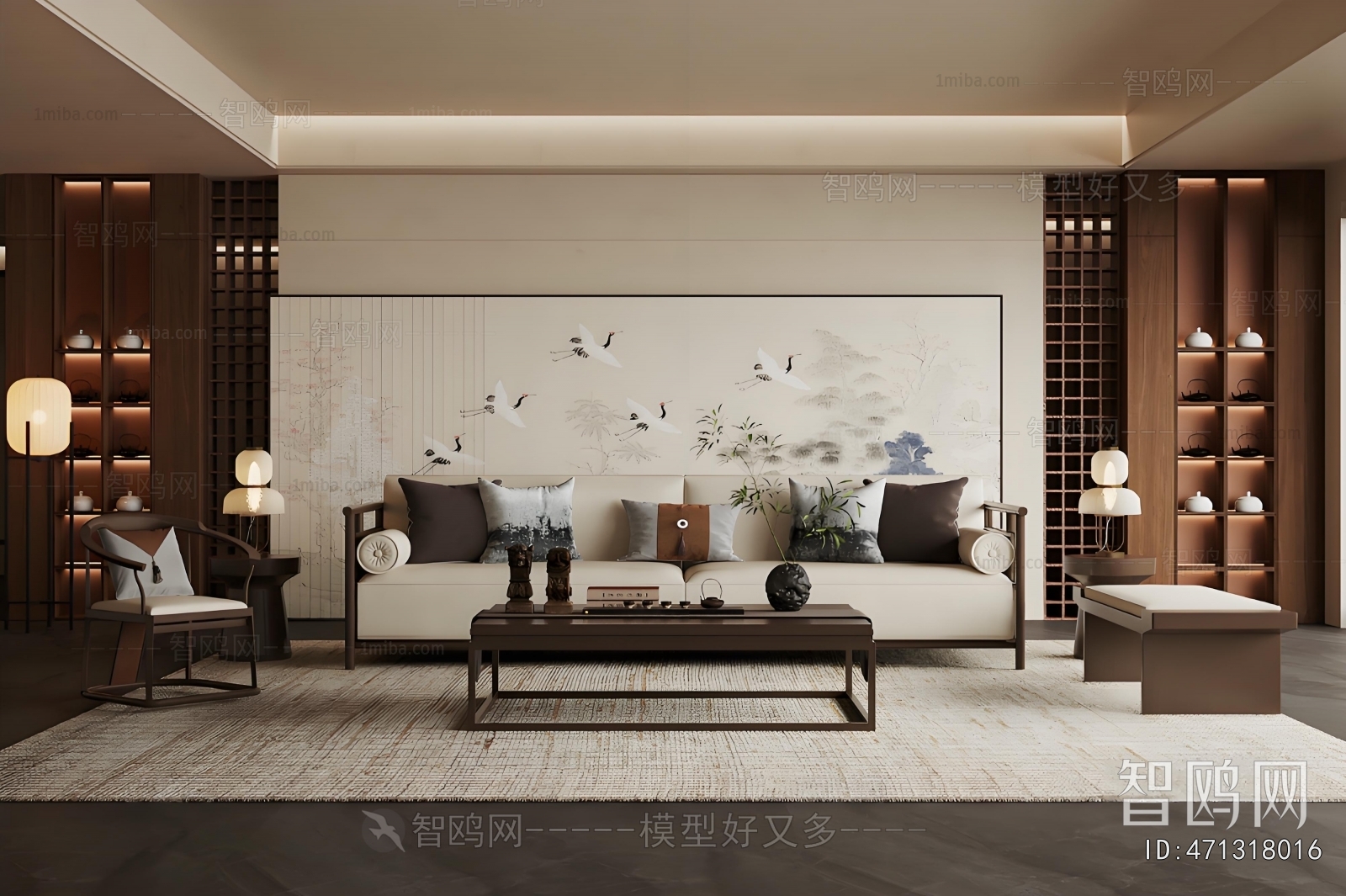 New Chinese Style A Living Room