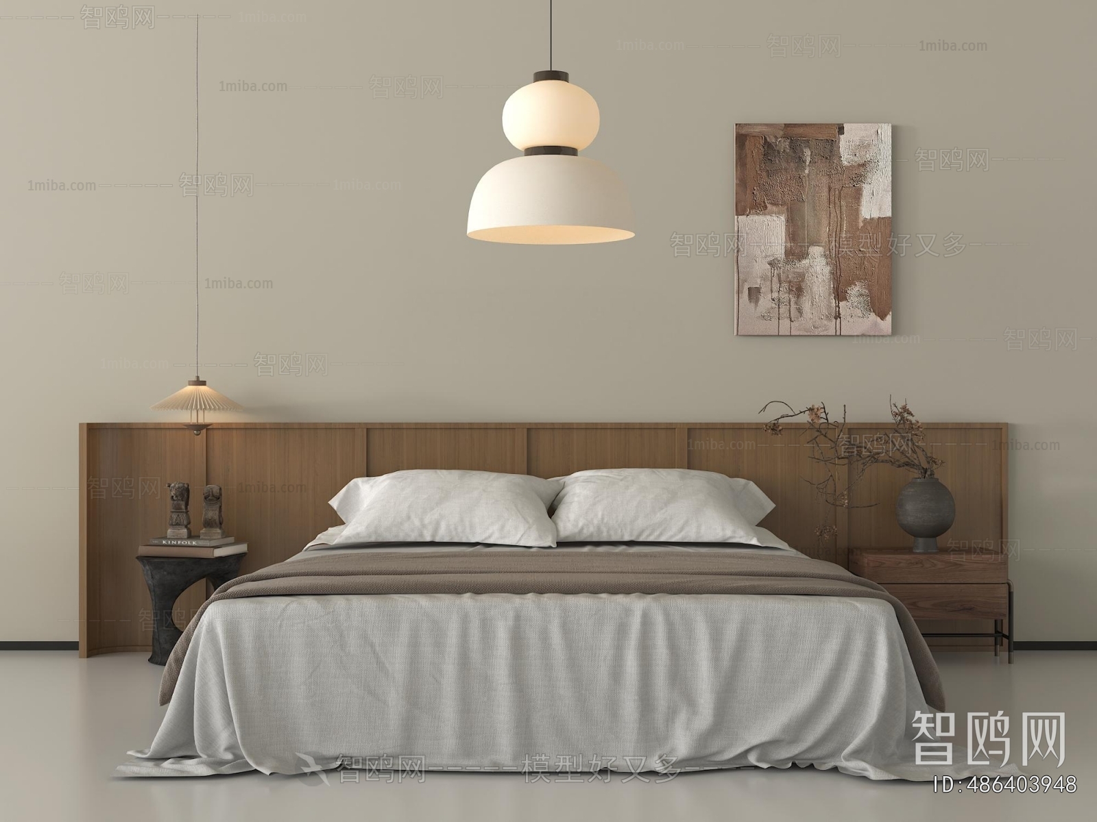 Wabi-sabi Style Double Bed