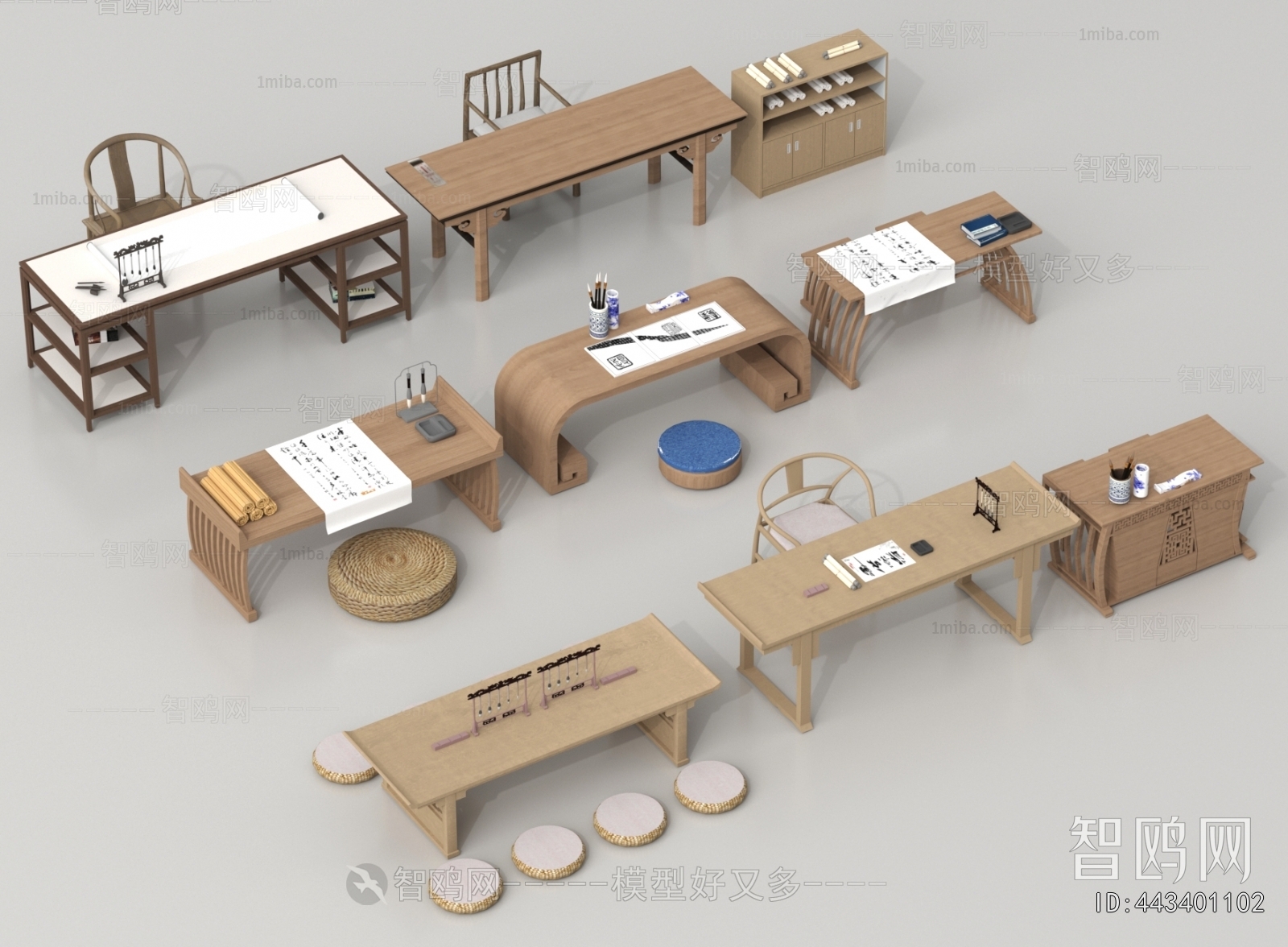 New Chinese Style Computer Desk And Chair