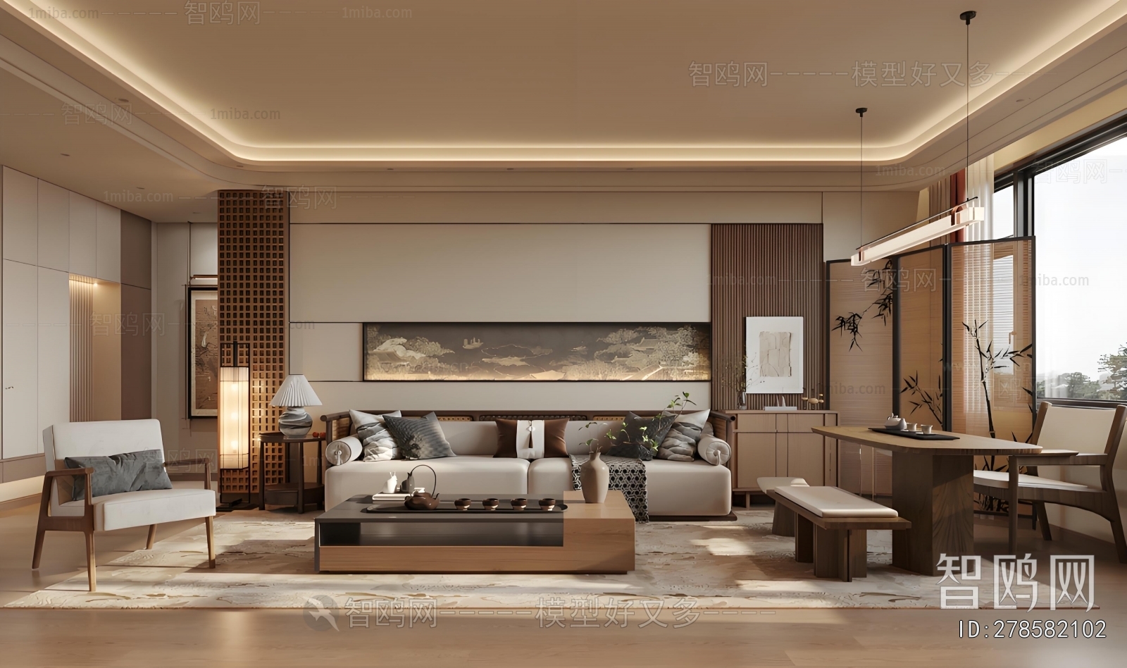 New Chinese Style A Living Room