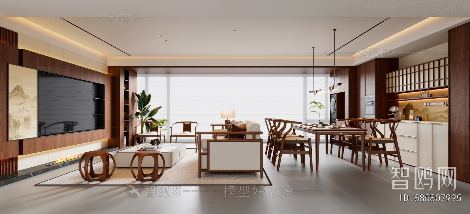 New Chinese Style A Living Room