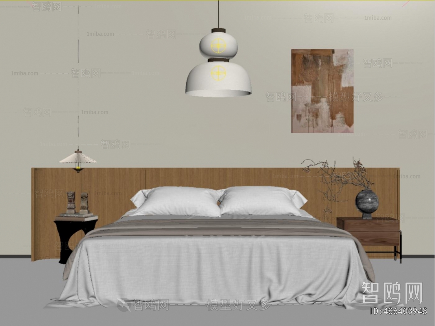 Wabi-sabi Style Double Bed