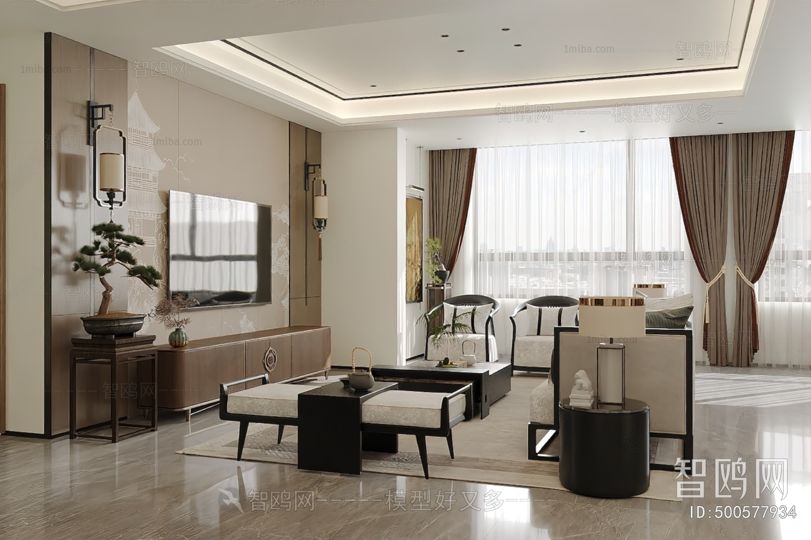 New Chinese Style A Living Room