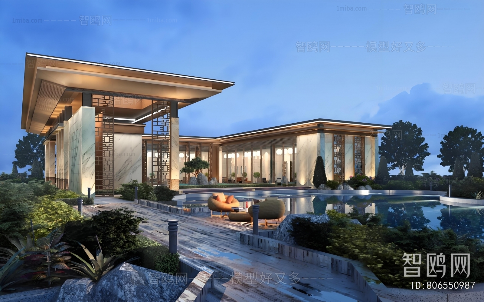 New Chinese Style Appearance Of Commercial Building