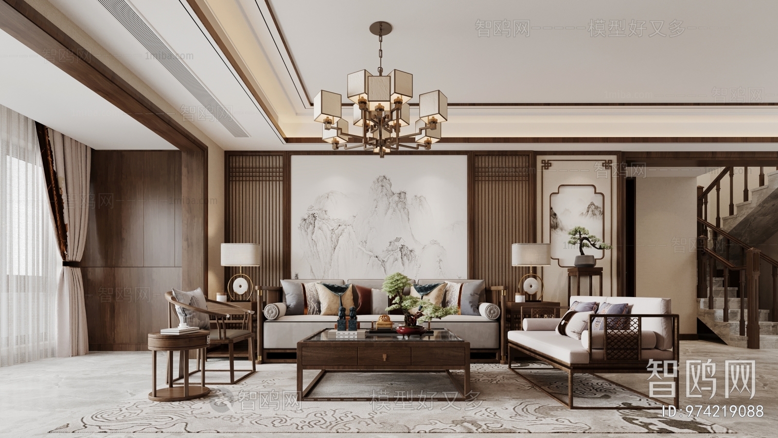 New Chinese Style A Living Room