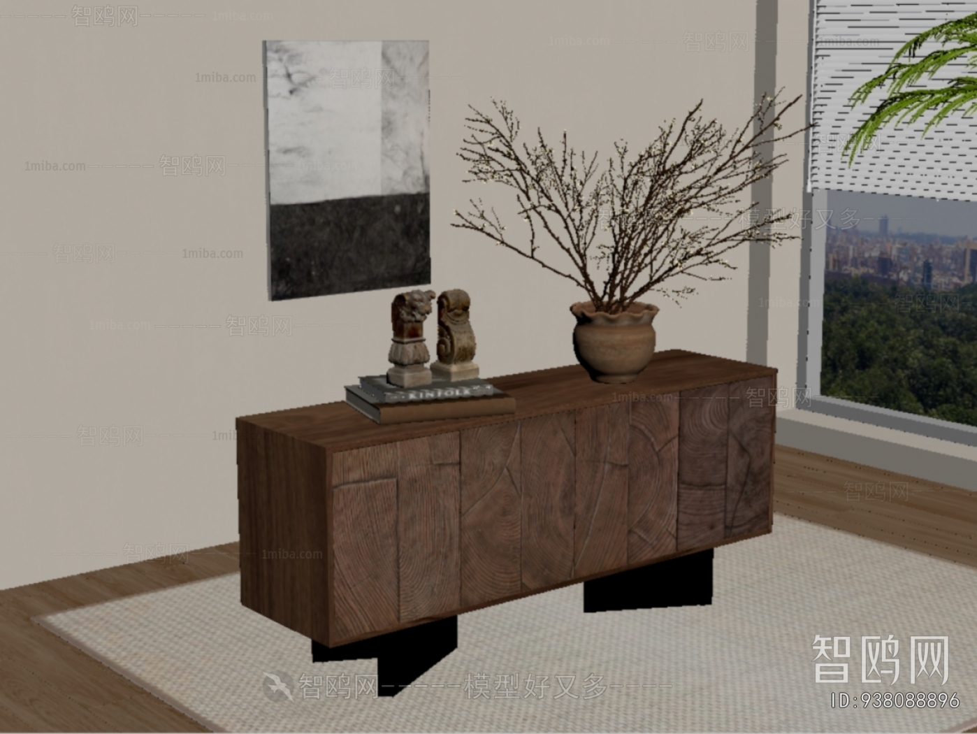 Wabi-sabi Style Side Cabinet