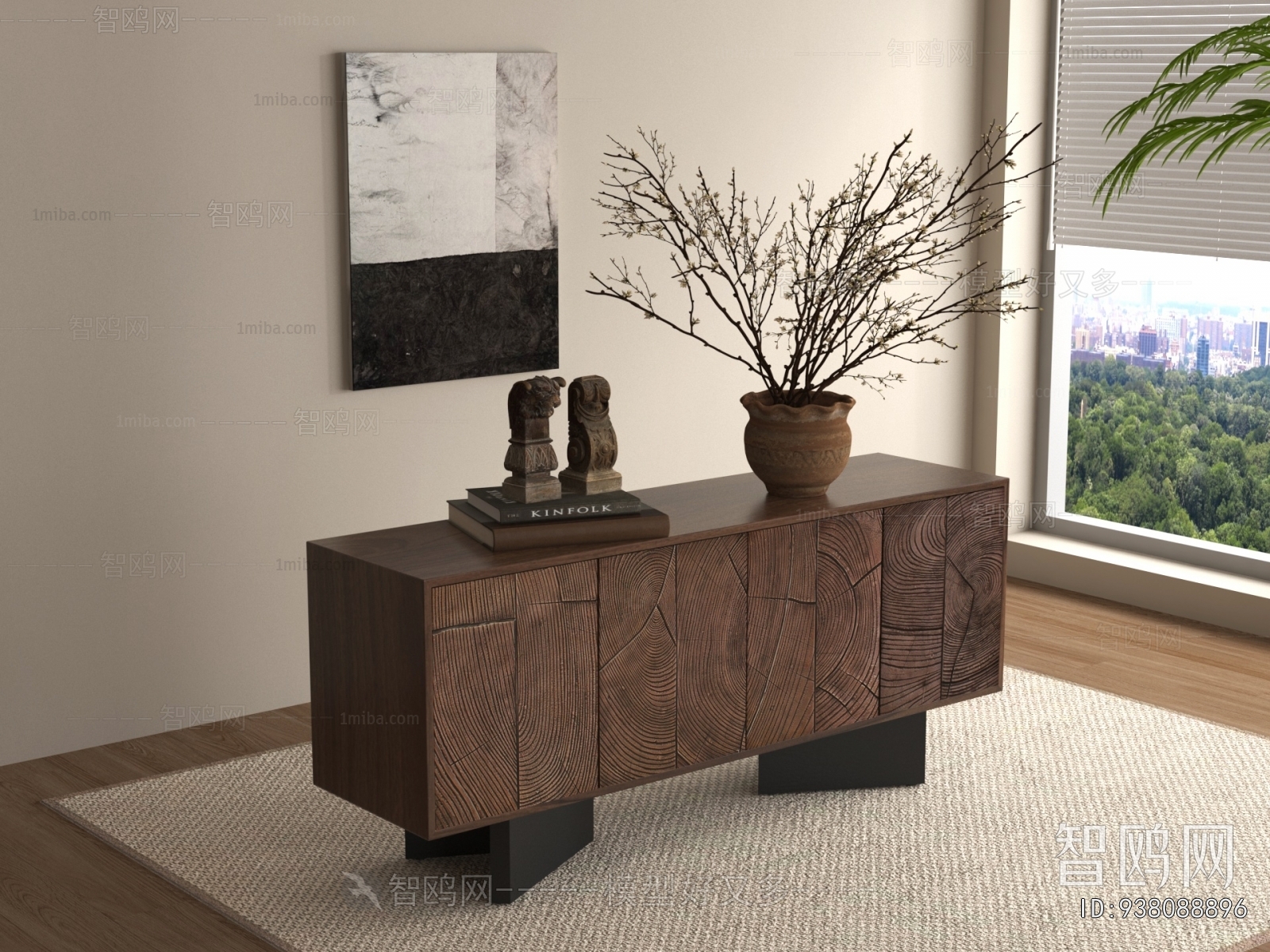 Wabi-sabi Style Side Cabinet