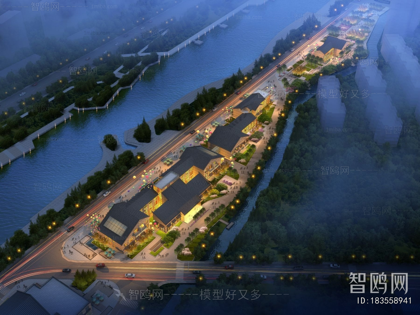 New Chinese Style Architectural Bird's-eye View Planning