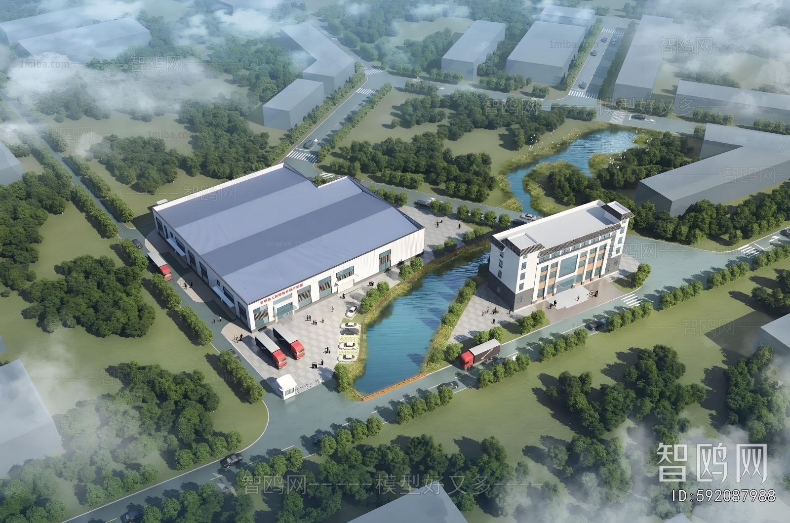 Modern Architectural Bird's-eye View Planning