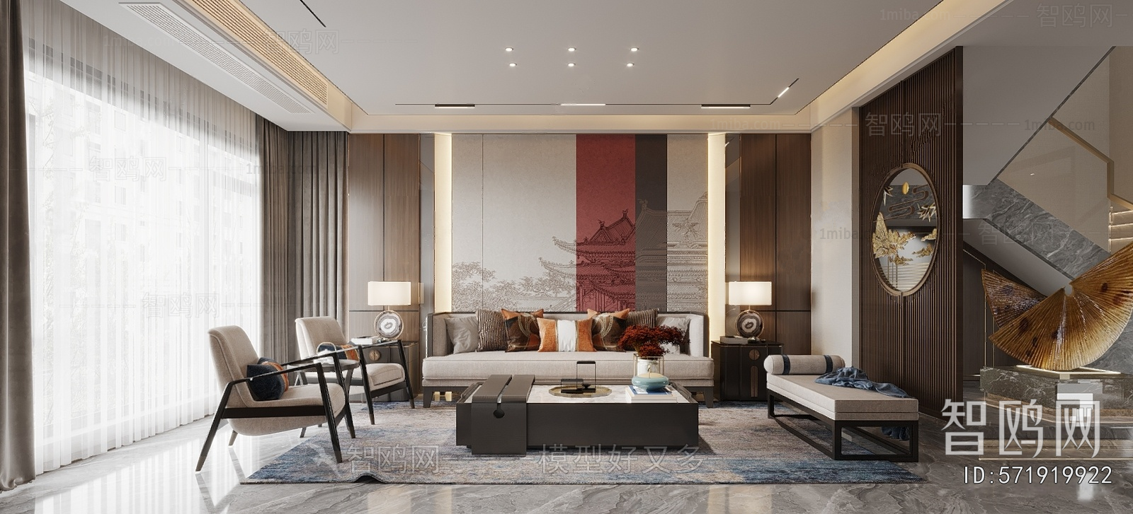 New Chinese Style A Living Room