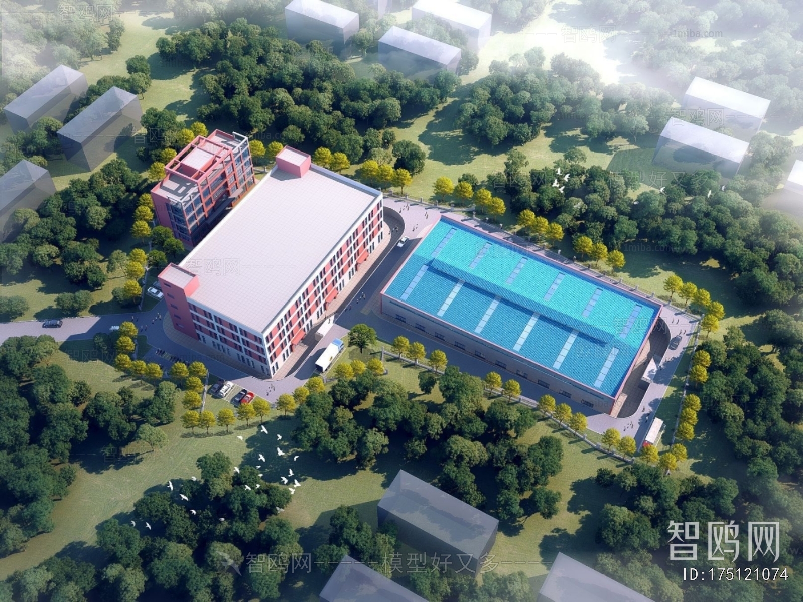 Modern Architectural Bird's-eye View Planning