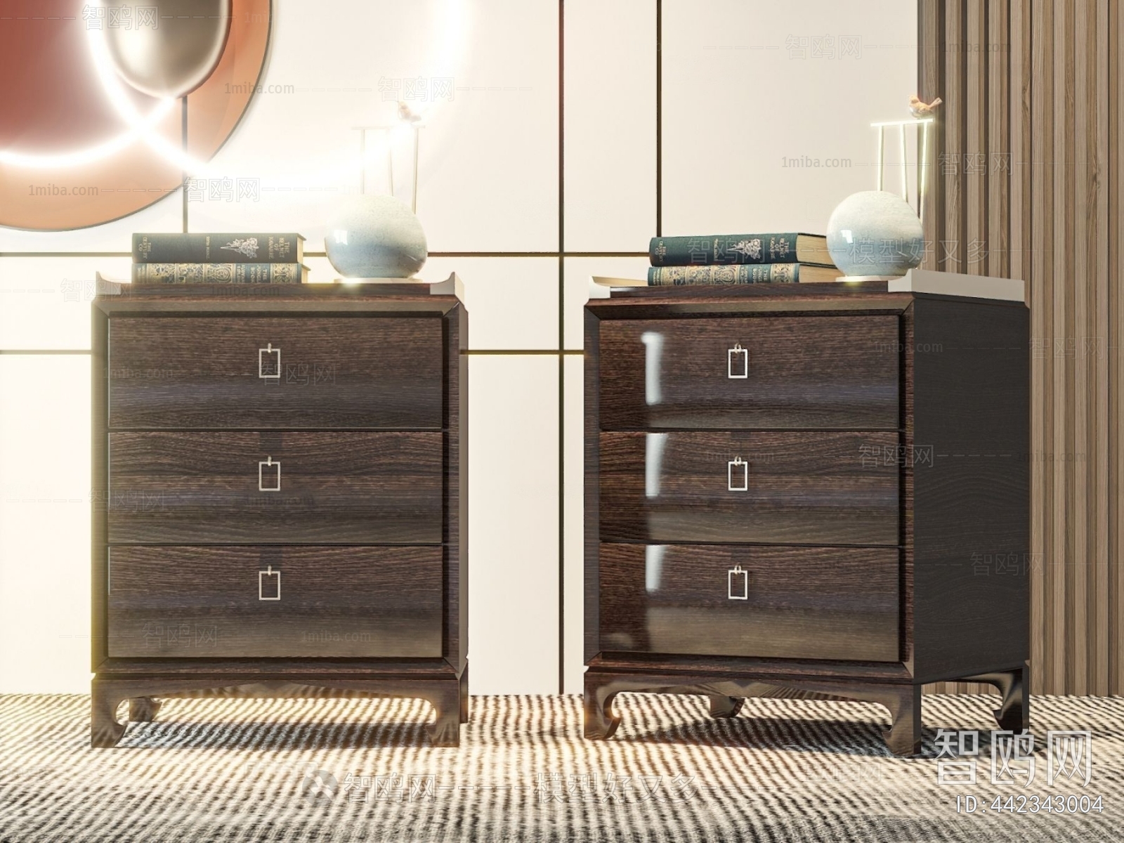 New Chinese Style Bedside Cupboard