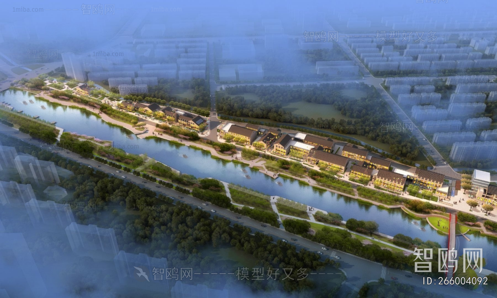 New Chinese Style Architectural Bird's-eye View Planning