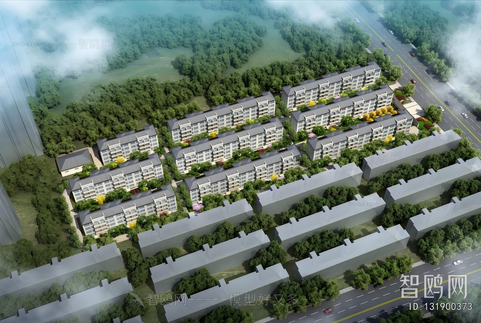 New Chinese Style Architectural Bird's-eye View Planning