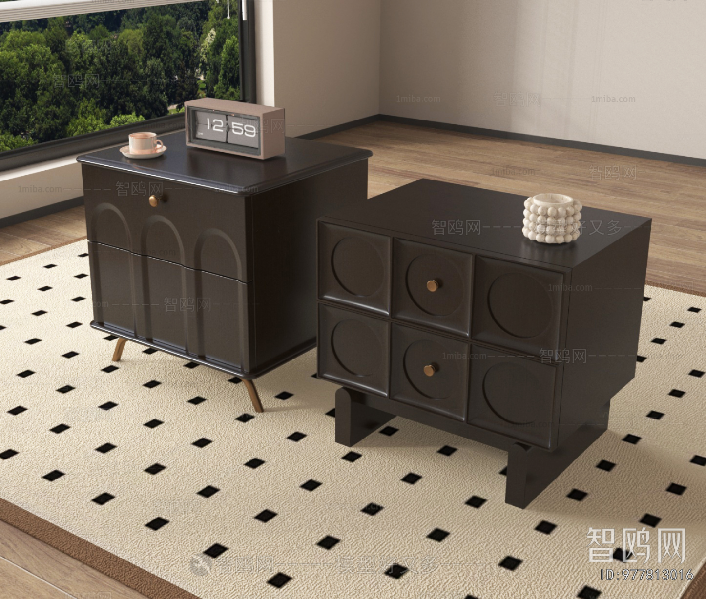 French Style Bedside Cupboard