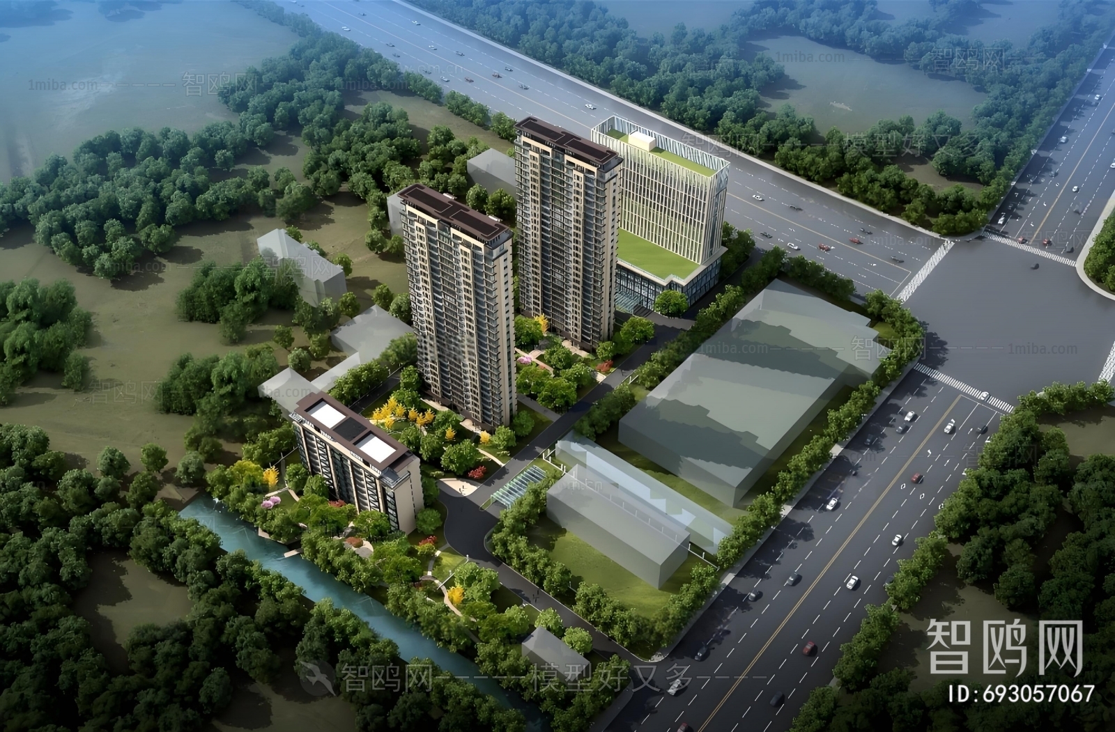 Modern Architectural Bird's-eye View Planning