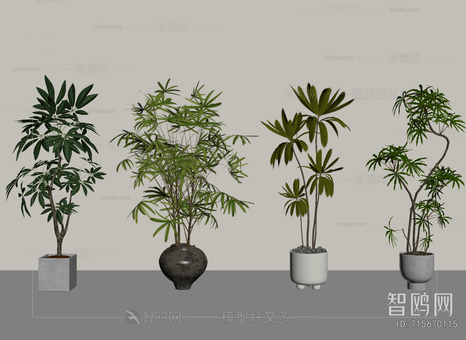 Modern Ground Green Plant Potted Plants