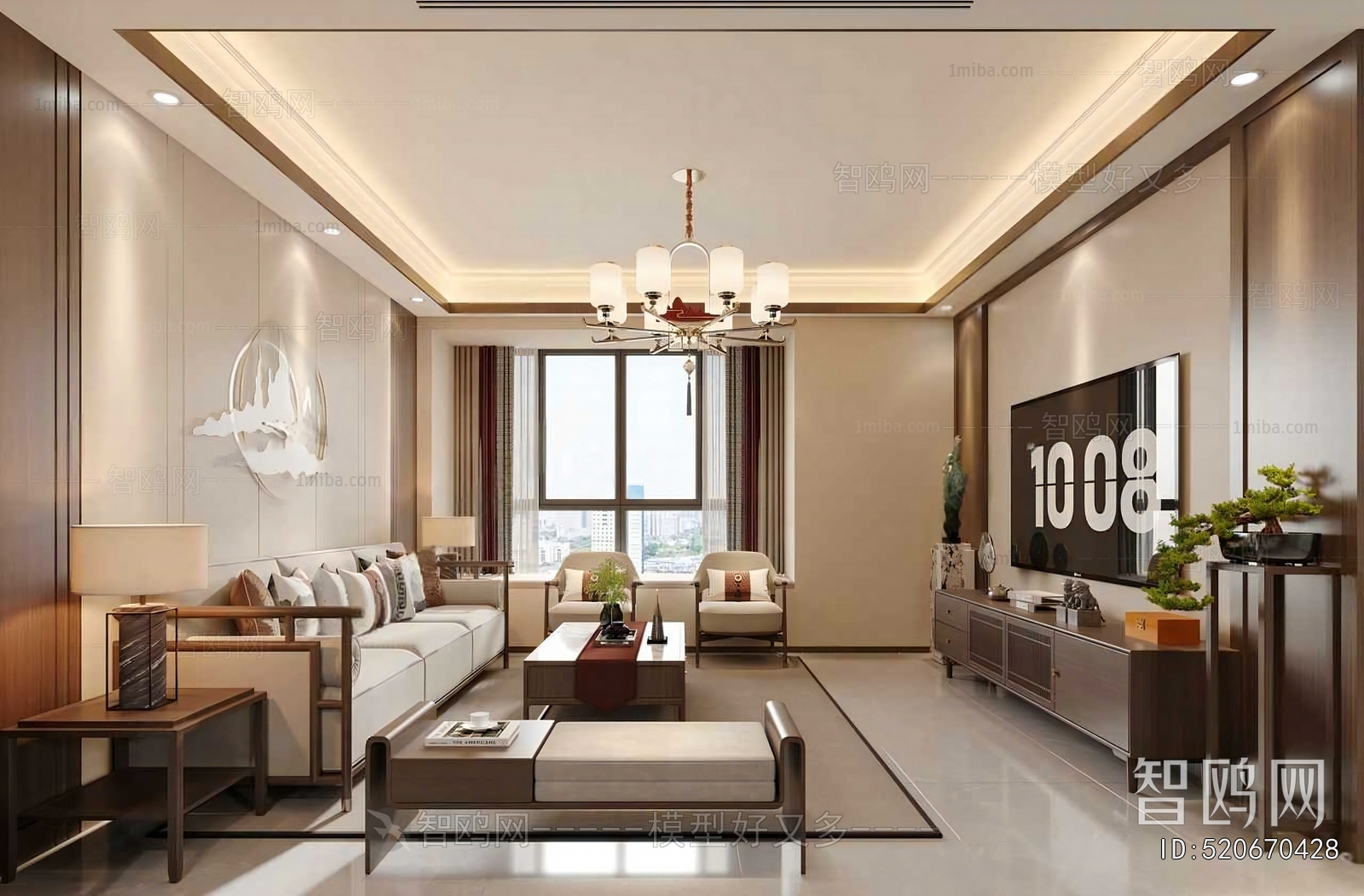 New Chinese Style A Living Room