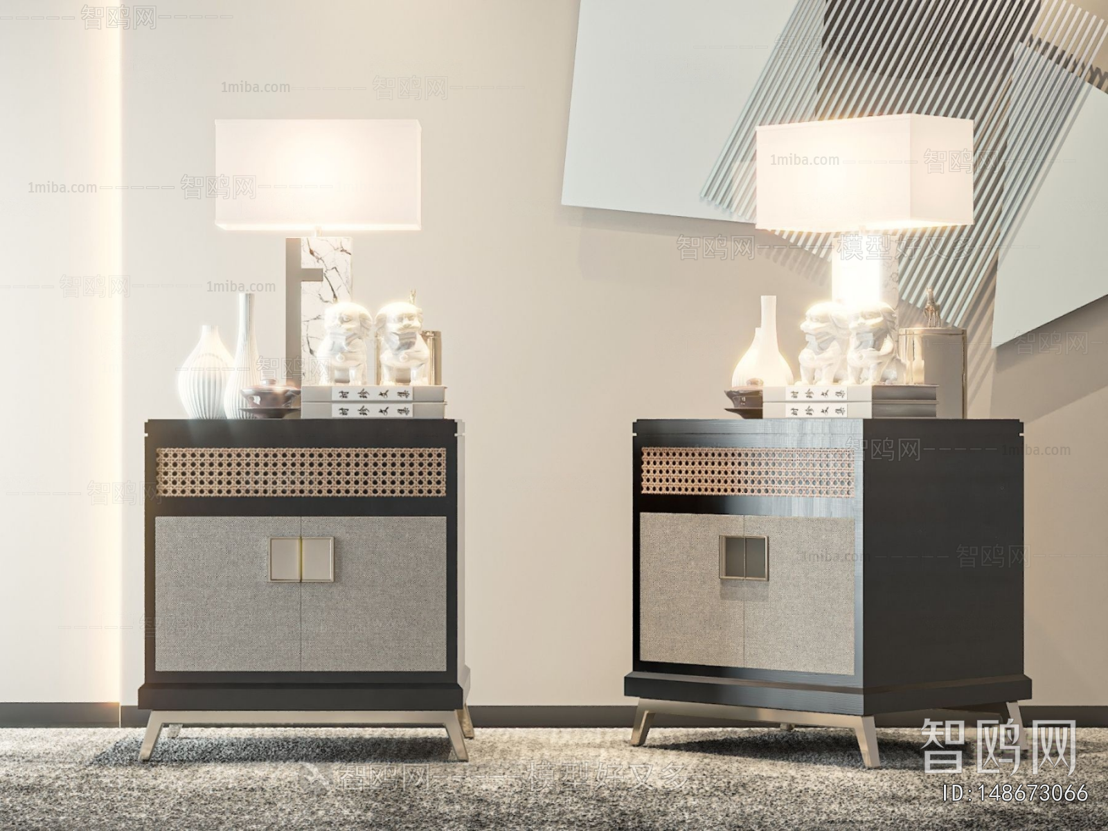 New Chinese Style Bedside Cupboard