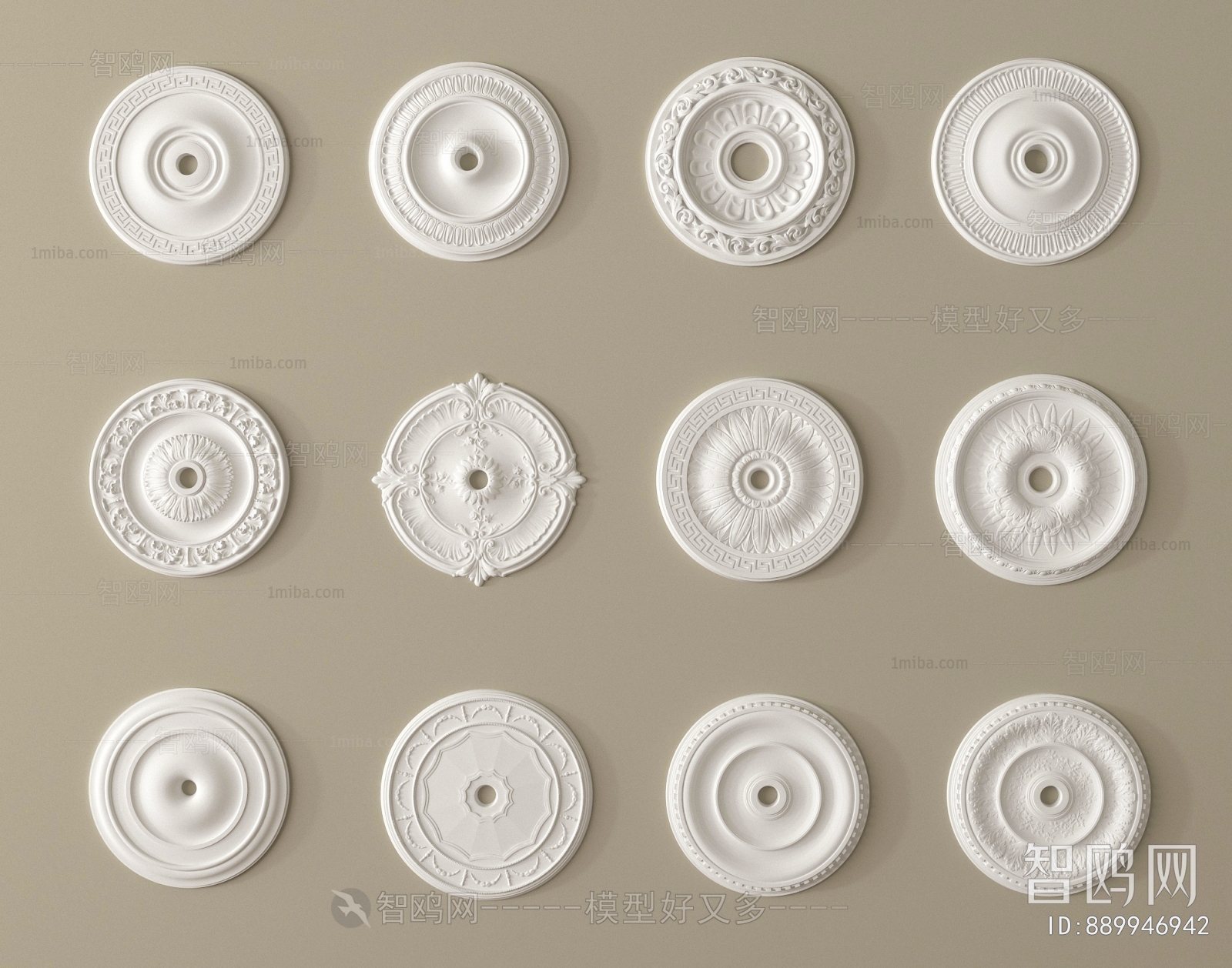 French Style Plaster Carved Top Plate