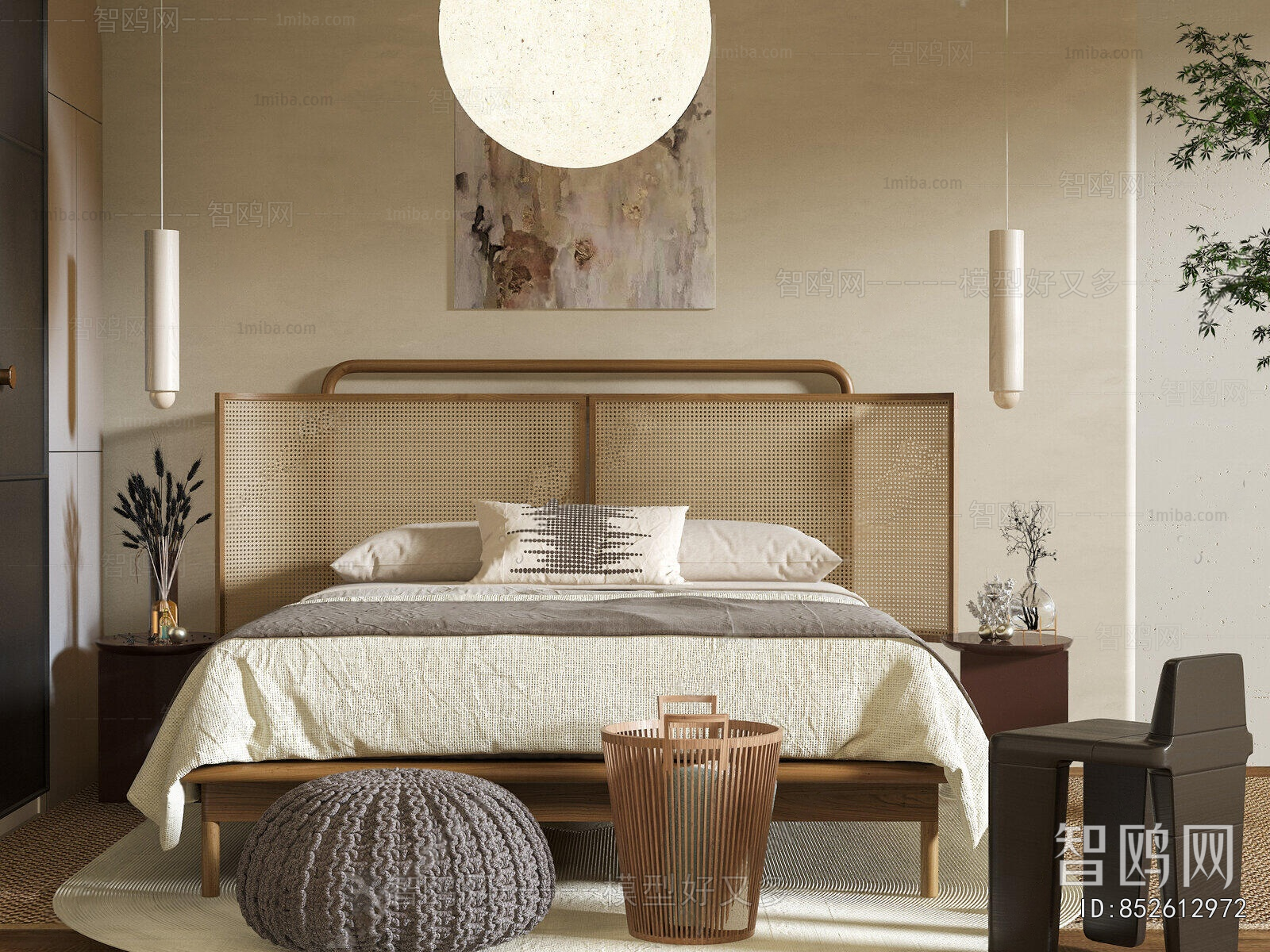 Wabi-sabi Style Double Bed