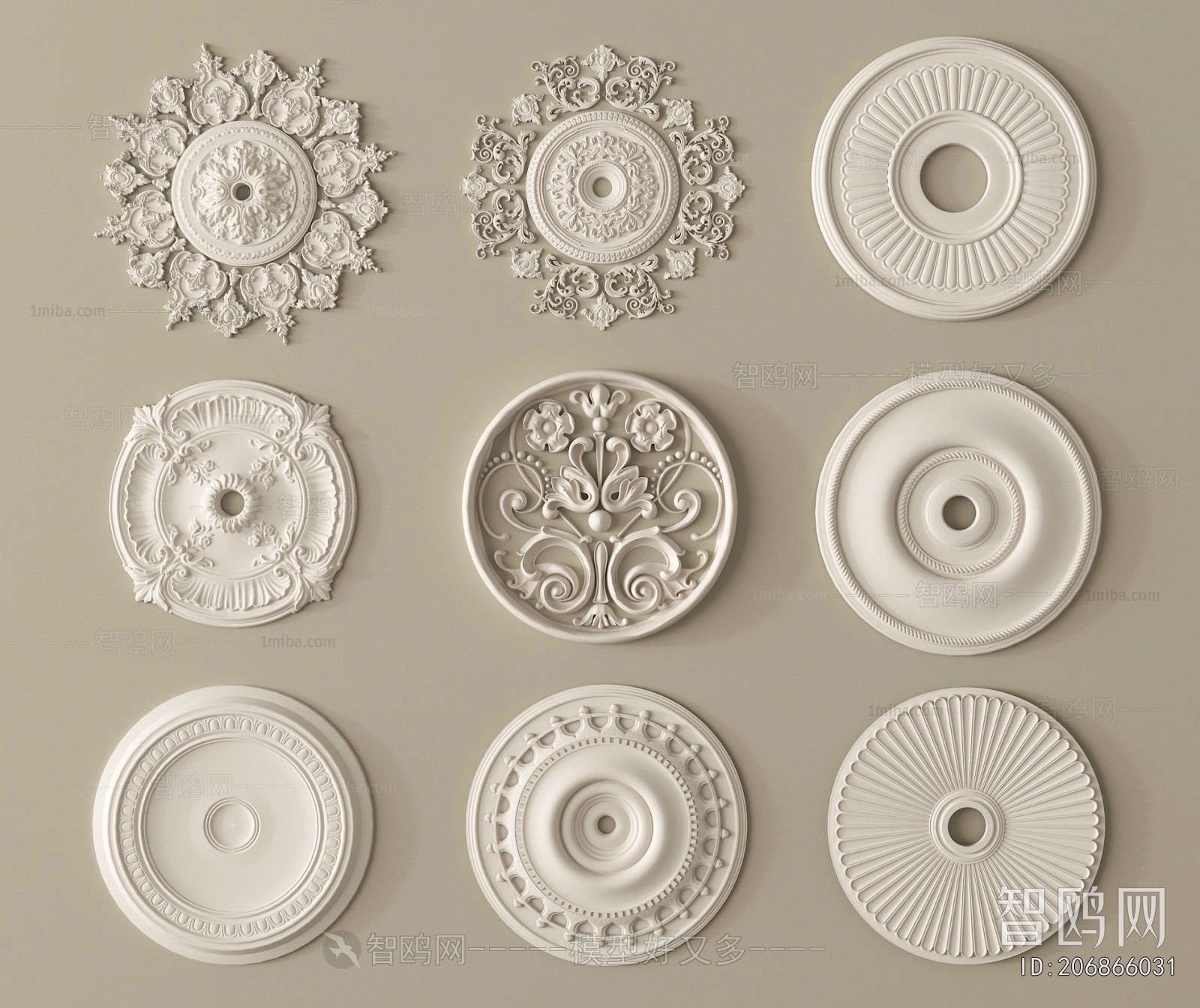French Style Plaster Carved Top Plate